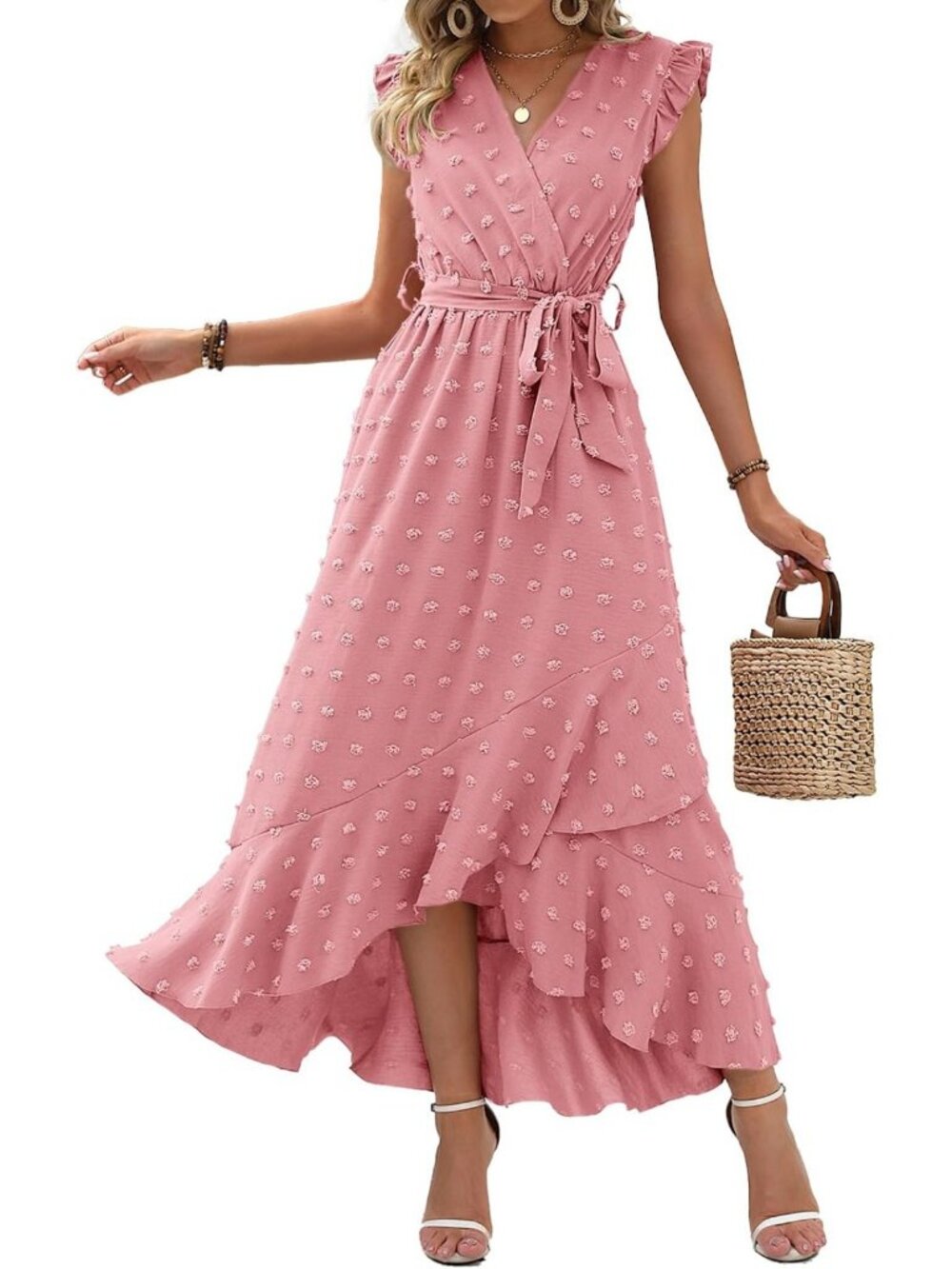Chic Swiss Dot Wedding Guest Dress for Women | Elegant Party Outfit